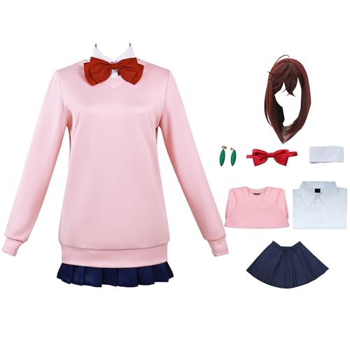 Witorya Momo Ayase Cosplay-Kostüm, Momo Ayase, rosa Hemden, Faltenrock, Uniform mit Zubehör für Frauen von Witorya