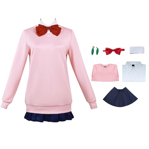 Witorya Momo Ayase Cosplay-Kostüm, Momo Ayase, rosa Hemden, Faltenrock, Uniform mit Zubehör für Frauen von Witorya