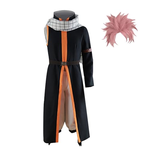 Witorya Natsu Dragneel Cosplay Kostüm Natsu Dragneel Jacke Hose Schal Zubehör mit Perücke Halloween Anime Outfit Erwachsene von Witorya