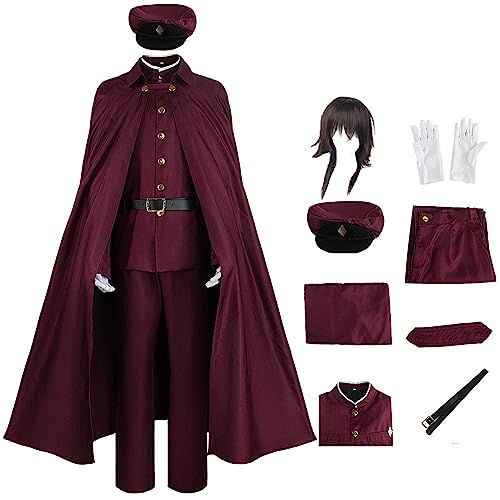 Witorya Teruko Okura Cosplay Kostüm Tetchou Suehiro Langer roter Umhang Jacke Hose Handschuhe Hut mit Perücke für Männer Frauen von Witorya