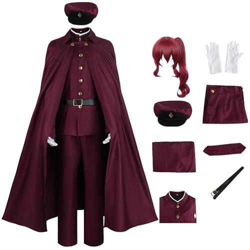 Witorya Teruko Okura Cosplay Kostüm Tetchou Suehiro Langer roter Umhang Jacke Hose Handschuhe Hut mit Perücke für Männer Frauen von Witorya