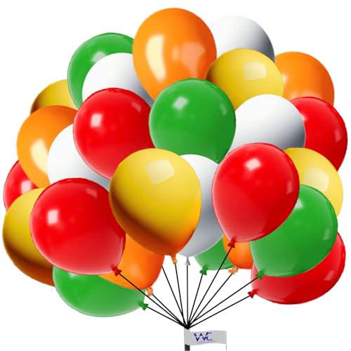 25.4 cm Packung mit roten, grünen, gelben & weißen Luftballons 50 Stück Ballon, Latexballons Geburtstagsfeier Ballon Dekoration für Hochzeit Babyparty Abschlussfeier Jubiläum Anlässe von Witty Cuties