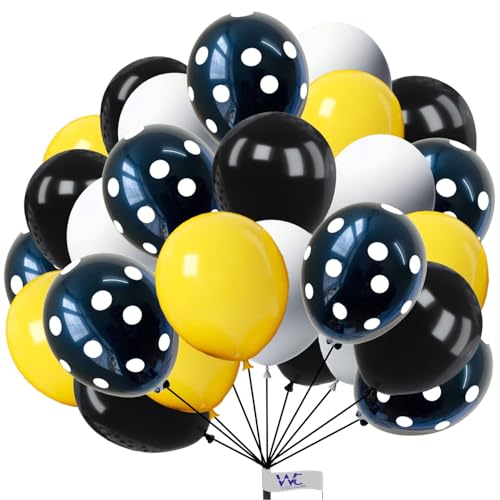 25.4 cm Packung mit schwarzen, gelben, weißen und schwarzen gepunkteten Luftballons, 50 Stück Ballon, Latexballons Geburtstagsparty Ballon Dekoration für Hochzeit Babyparty Abschlussfeier Jubiläum 25.4 cm Packung mit schwarzen, gelben, weißen und schwarzen gepunkteten Luftballons, 50 Stück Ballon, Latexballons Geburtstagsparty Ballon Dekoration für Hochzeit Babyparty Abschlussfeier Jubiläum von Witty Cuties