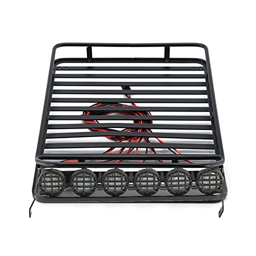 Wivplex Dachgepäckträger 1/10 RC Crawler D90, for Axial, SCX10 90046 Mit Lichtleiste Dachgepäckträger für Spielzeugautos(A) von Wivplex