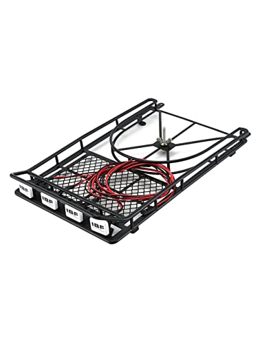 Wivplex Dachgepäckträger Dachgepäckträger Dachhalter Schutzträger Mit 4 LICHT Weißlicht Auto Set, for Jeep, RC D90 SCX10 Rock Crawler Dachgepäckträger für Spielzeugautos(Type 3) von Wivplex