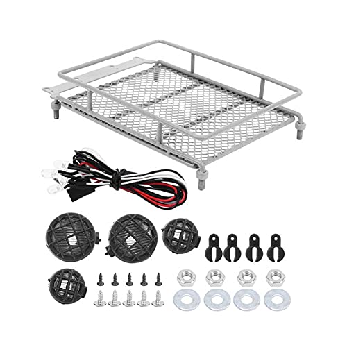 Wivplex Dachgepäckträger Gepäckträger MN 1/12 RC Crawler MN90/MN90K RC Modellauto Ersatzteile Dachgepäckträger RC Metall mit Licht Dachgepäckträger für Spielzeugautos(Silver) von Wivplex