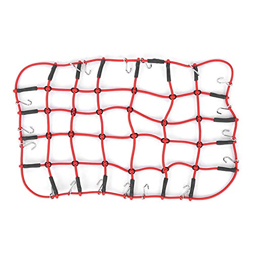 Wivplex Gepäckdachträgernetz 1/8 1/10 RC Crawler Ersatzteile Dachträgernetz RC Elastische Dehnbare Simulation Dachgepäckträger für Spielzeugautos(Red) von Wivplex