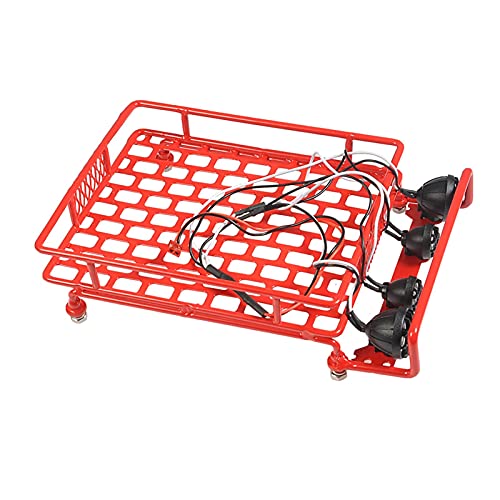 Wivplex Gepäckträger-Dachgepäckträger 1/10 RC Crawler, for Axial, SCX10, for Tamiya, CC01 TRX4 D90 mit Lichtleiste 130x110mm Dachgepäckträger für Spielzeugautos(Red) von Wivplex