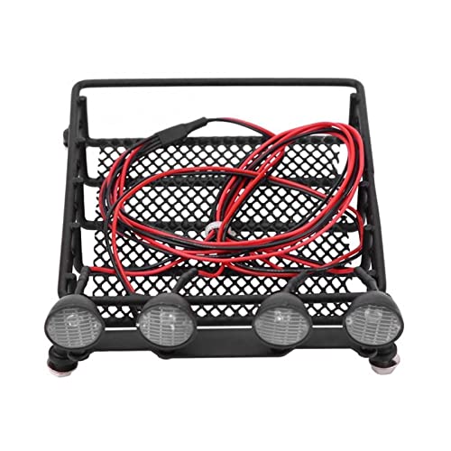 Wivplex Großer, mittlerer und Kleiner Dachgepäckträger mit runden/quadratischen Lichtern, for Axial, SCX10 1/10 RC Crawler Car Dachgepäckträger für Spielzeugautos(Middle Round 2) von Wivplex
