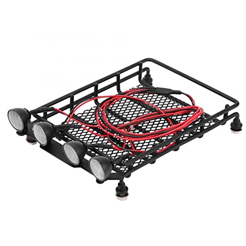 Wivplex Großer, mittlerer und Kleiner Dachgepäckträger mit runden/quadratischen Lichtern, for Axial, SCX10 1/10 RC Crawler Car Dachgepäckträger für Spielzeugautos(Small Quadrate 2) von Wivplex