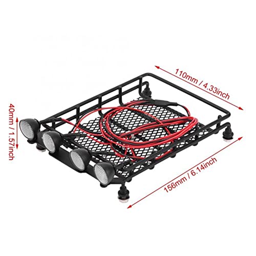 Wivplex Großer, mittlerer und Kleiner Dachgepäckträger mit runden/quadratischen Lichtern, for Axial, SCX10 1/10 RC Crawler Car Dachgepäckträger für Spielzeugautos(Small Round 3) von Wivplex