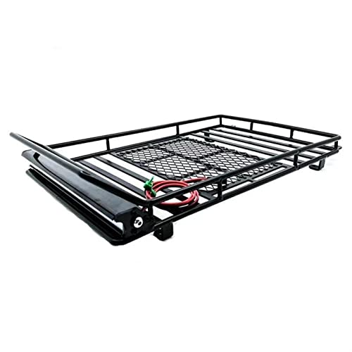 Wivplex Metall-Dachgepäckträger mit 36-Zoll-Scheinwerferleiste, 1/10 RC-Auto Trx4, for RC4WD, Cherokee Wrangler, for Axial, Scx10 Dachgepäckträger für Spielzeugautos(Without Light) von Wivplex