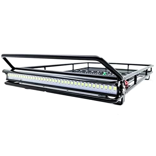 Wivplex Metall-Dachgepäckträger mit 36-Zoll-Scheinwerferleiste, 1/10 RC-Auto Trx4, for RC4WD, Cherokee Wrangler, for Axial, Scx10 Dachgepäckträger für Spielzeugautos(with Light) von Wivplex