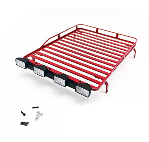 Wivplex Metall-Gepäckplatte 1:18, for RC4WD, D90 Rc Auto Dachgepäckträger für Spielzeugautos(Red with Light) von Wivplex