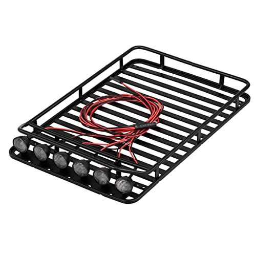 Wivplex Metall-Gepäckträger mit 6 Lichtern Klettern Auto-Zubehör Klettern Auto Dachgepäckträger mit 6 Lichtern Dachgepäckträger für Spielzeugautos(Round White) von Wivplex