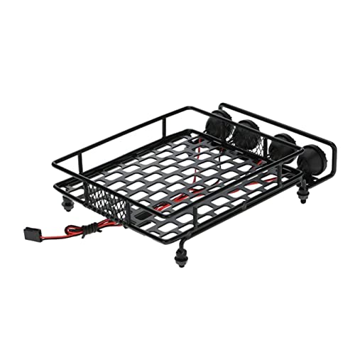 Wivplex Metall RC Crawler Dachgepäckträger W/2 Rot 2 Weiß LICHT Licht 1/10, for HSP, D90 Dachgepäckträger für Spielzeugautos von Wivplex