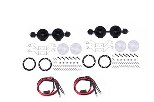 Wivplex Metallgepäckträger-Dachgepäckträger 1/10 RC Crawler Car, for Traxxas, TRX4 TRX6 G63, for Axial, SCX10 III OP Zubehörteile Dachgepäckträger für Spielzeugautos(Round Black Light) von Wivplex