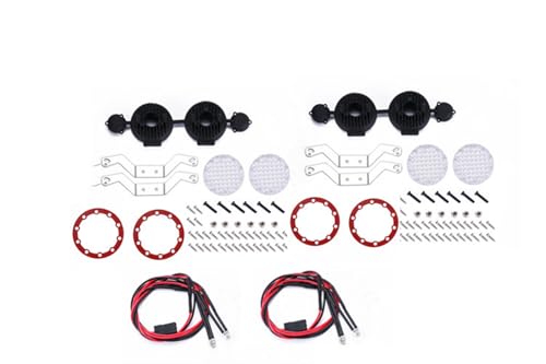 Wivplex Metallgepäckträger-Dachgepäckträger 1/10 RC Crawler Car, for Traxxas, TRX4 TRX6 G63, for Axial, SCX10 III OP Zubehörteile Dachgepäckträger für Spielzeugautos(Round red Light) von Wivplex