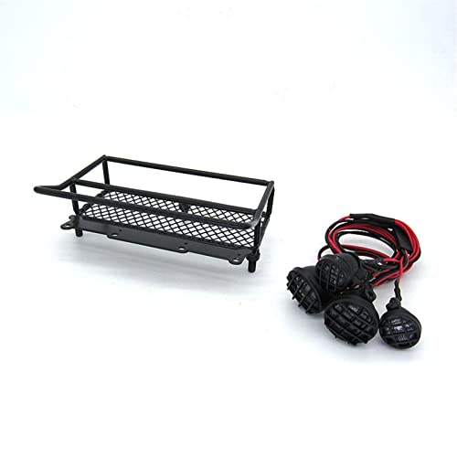 Wivplex RC-Auto-Upgrade-Zubehör, Metall-Dachgepäckträger mit Licht, for WPL, D12 1/10 Rock Crawler Toy Truck Dachgepäckträger für Spielzeugautos(Black) von Wivplex