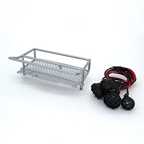 Wivplex RC-Auto-Upgrade-Zubehör, Metall-Dachgepäckträger mit Licht, for WPL, D12 1/10 Rock Crawler Toy Truck Dachgepäckträger für Spielzeugautos(Silver) von Wivplex