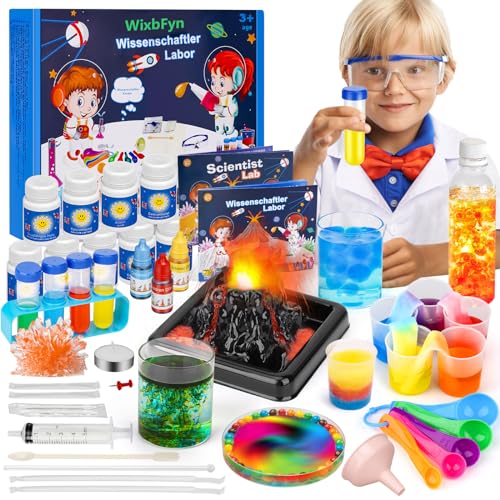 WixbFyn 56 Experimentierset für Kinder - Schul-Labor-Experimentierkästen, Bildungsspielzeug für Jungen und Mädchen im Alter von 3 bis 14 Jahren, Kristalle züchten, Regenbogenregen erzeugen, MYJ668-H WixbFyn 56 Experimentierset für Kinder - Schul-Labor-Experimentierkästen, Bildungsspielzeug für Jungen und Mädchen im Alter von 3 bis 14 Jahren, Kristalle züchten, Regenbogenregen erzeugen, MYJ668-H von WixbFyn
