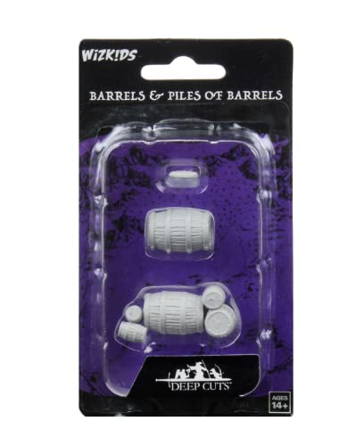 WizKids Deep Cuts Unpainted Miniatures - Barrel & Pile of Barrels (6 Units) von WizKids