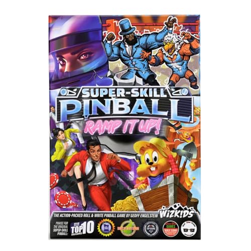 WizKids Super-Skill Flipper: Ramp It Up! - 4 Flippertische, Marker, 8 Flipper-Mover, 2 Würfel, 1 Regelbuch - Tabletop Pinball Game - Science-Fiction - Ab 144 Jahren - Unisex - Modern - Deutsch von WizKids