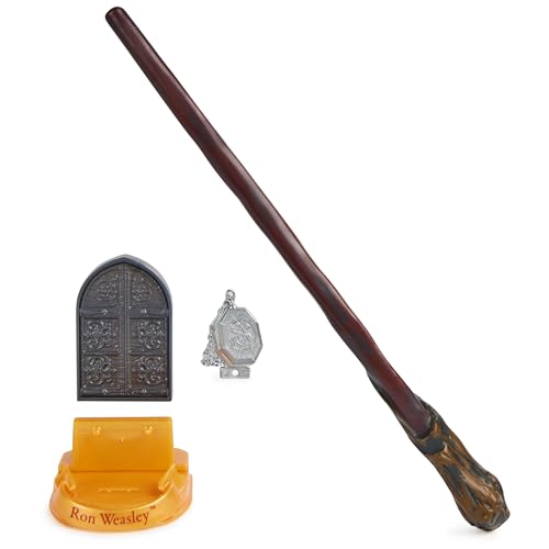 Wizarding World Harry Potter - Authentischer Ron Weasley Zauberstab aus Kunststoff mit Zauberspruch-Karte, ca. 30,5 cm, Spielzeug für Kinder ab 14 Jahren, Fanartikel, Metallic von Wizarding World