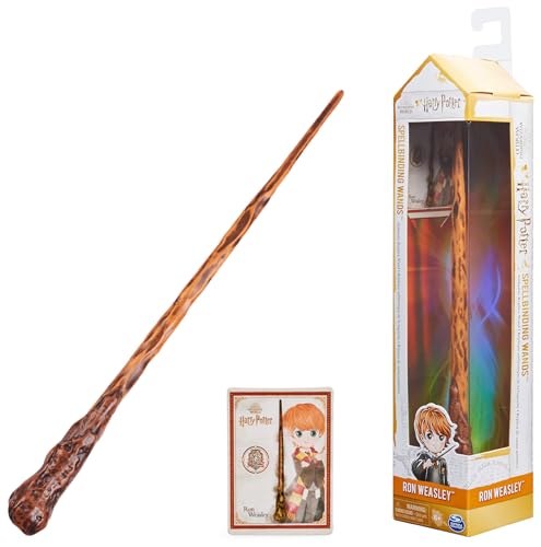 Wizarding World Harry Potter - Authentischer Ron Weasley Zauberstab aus Kunststoff mit Zauberspruch-Karte, ca. 30,5 cm, Spielzeug für Kinder ab 6 Jahren, Fanartikel von Wizarding World