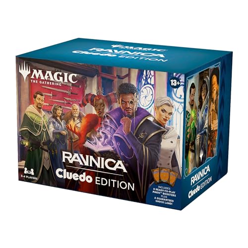 Magic: The Gathering – Ravnica: Cluedo Edition – Krimi-Kartenspiel für 3-4 Spieler (enthält 8 spielfertige Booster, 21 Beweiskarten, 1 Foil-Schockland und Detektivspiel-Zubehör) (English Version) von Magic The Gathering