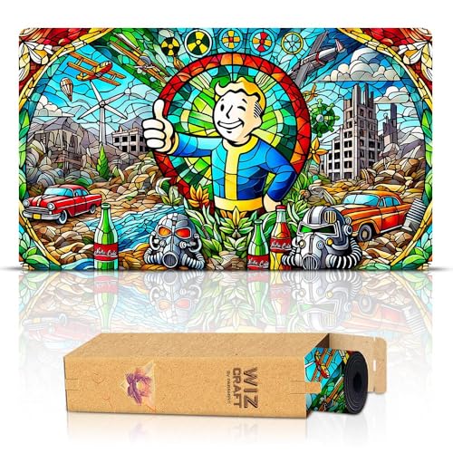 Paramint Stained Glass Fallout (Genähte Kanten) - Fallout, MTG Spielmatte - Kompatibel mit Magic: The Gathering Spielmatten - Spielen Sie MTG, YuGiOh, TCG - Spielmatten mit originellen Designs von Wizcraft Gaming