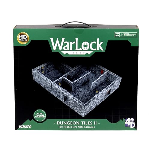 Wiz Kids LLC Warlock Tiles: Dungeon Tiles II - Full Height Stone Walls Expansion, Grey von WizKids