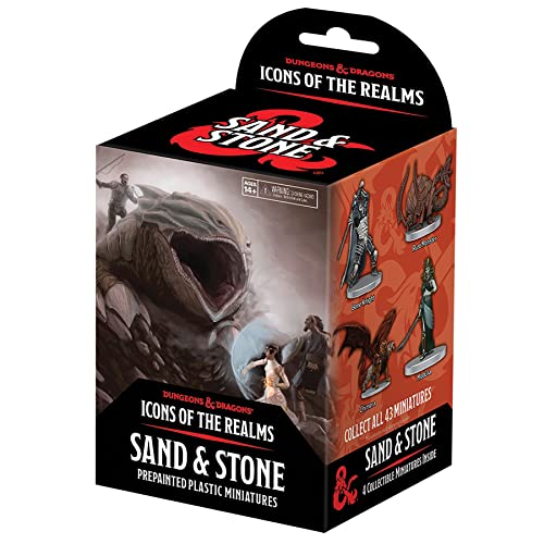 Wizkids D&D Icons of The Realms Miniaturen: Sand & Stone Booster (Set 26) – 4 Figuren, vorlackiert, zufällig sortiert, RPG von WizKids