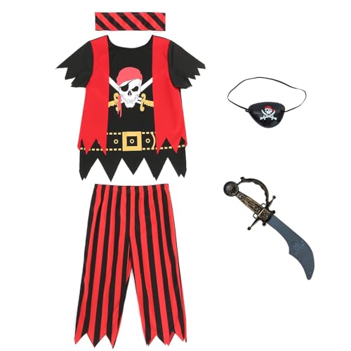 Wizland 5pcs Kids Pirate Kostüm Kids Pirate Outfit Rollenspiel Kleid für Jungen und Mädchen 7-8 Jahre Wizland 5pcs Kids Pirate Kostüm Kids Pirate Outfit Rollenspiel Kleid für Jungen und Mädchen 7-8 Jahre von Wizland