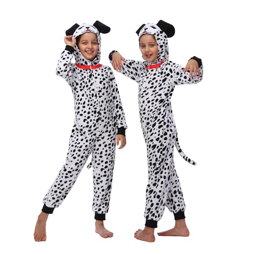 Wizland Dalmatin Onesie Kinder 101 Tier Kostüm Fleece Spotted Hund Kostüm für Kinder, Soft 8-10 Jahre von Wizland