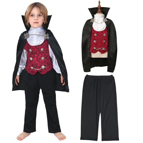Wizland Deluxe Vampire Kostüm für Kinder, Halloween Fancy Dress up mit Top, Hosen, Cape XL 12-14 Jahre Wizland Deluxe Vampire Kostüm für Kinder, Halloween Fancy Dress up mit Top, Hosen, Cape XL 12-14 Jahre von Wizland