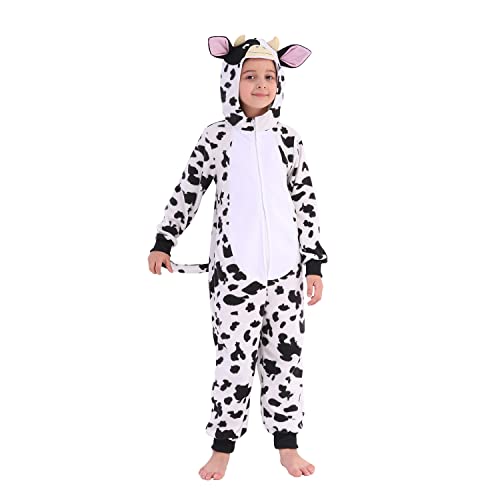 Wizland Einteiler-Kostüm für Kinder, Kuh-Kostüm, einteilig, uni, Einteiler-Outfit, Größe M 6–8 von Wizland