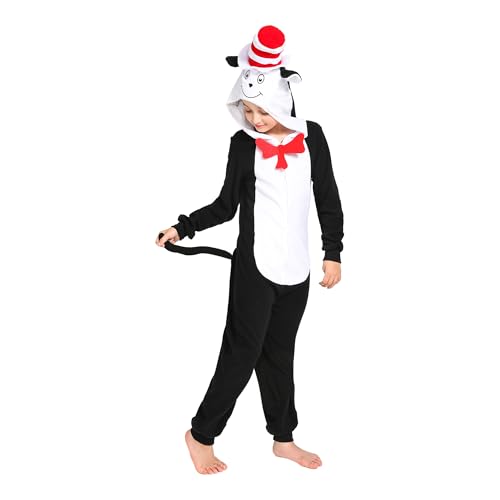 Wizland Katzenkostüm, Einteiler für Kinder, Buchcharakter, einteiliger Plüsch-Tier-Overall, Halloween, Weihnachten, Cosplay, Kostüme, Jungen und Mädchen, Nachtwäsche, abnehmbarer Schwanz und Hut Wizland Katzenkostüm, Einteiler für Kinder, Buchcharakter, einteiliger Plüsch-Tier-Overall, Halloween, Weihnachten, Cosplay, Kostüme, Jungen und Mädchen, Nachtwäsche, abnehmbarer Schwanz und Hut von Wizland