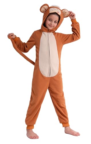 Wizland Kinder Affe Onesie Kostüm Set, Affe Jumpsuit mit Schwanz, einteilige Tier Kostüm Outfit für Unisex Jungen und Mädchen 4-6 Jahre Wizland Kinder Affe Onesie Kostüm Set, Affe Jumpsuit mit Schwanz, einteilige Tier Kostüm Outfit für Unisex Jungen und Mädchen 4-6 Jahre von Wizland