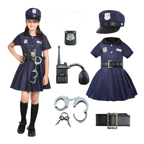 Wizland Kinder-Polizeikostüm für Mädchen, Polizeienheits-Kostüm-Set für Halloween-Schmuckkostüme, 4-6 Jahre Wizland Kinder-Polizeikostüm für Mädchen, Polizeienheits-Kostüm-Set für Halloween-Schmuckkostüme, 4-6 Jahre von Wizland