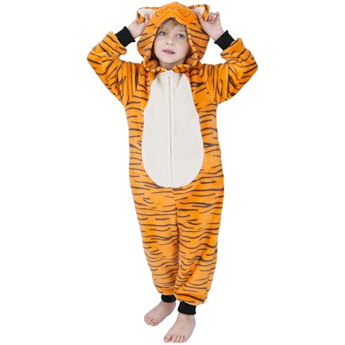 Wizland Kinder Tiger Onesie Kostüm, Jungen & Mädchen Flannel Kapuze Tier Outfit, Tiger Fancy Kleid 6-8 Jahre Wizland Kinder Tiger Onesie Kostüm, Jungen & Mädchen Flannel Kapuze Tier Outfit, Tiger Fancy Kleid 6-8 Jahre von Wizland