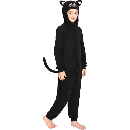 Wizland Schwarze Katze Kostüm für Kinder Mädchen, Halloween Tier Onesie Anzug mit Schwanz Ohren, Pelzige Kitty Kostüm Set für Unisex Kind und Kleinkind 4-6 Jahre Wizland Schwarze Katze Kostüm für Kinder Mädchen, Halloween Tier Onesie Anzug mit Schwanz Ohren, Pelzige Kitty Kostüm Set für Unisex Kind und Kleinkind 4-6 Jahre von Wizland