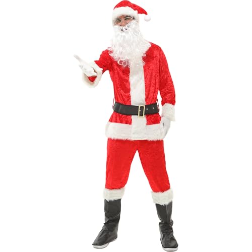 Wizland Weihnachtsmann-Kostüm für Herren, 9-teilig, Weihnachtsmann-Anzug, Erwachsene, Herren, professionell, Größe XL von Wizland
