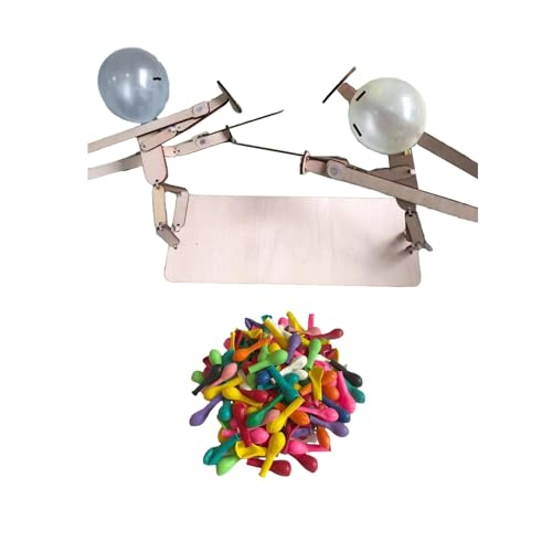 Wizoowip Balloon Bamboo Man Battle, 2024 Neue handgefertigte hölzerne Fechtpuppen, hölzernes Battle Bots-Spiel für 2 Spieler, handgefertigte Spielzeugspiele, schnelles interaktives Bambus-Kampfsp von Wizoowip