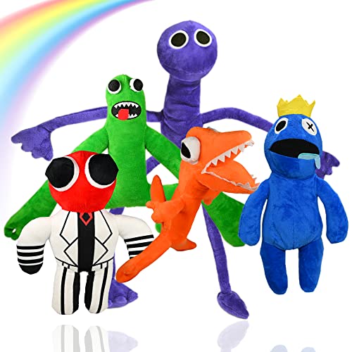 Wiztex Rain Bow Friends Kuscheltiere - Animierte Stuffed Animals - Waschbares Kopfkissen Plüschtiere - Huggy Pooppy Wuggy Plush Toys Geschenk für Halloween und Weihnachten (5er Set) von Wiztex