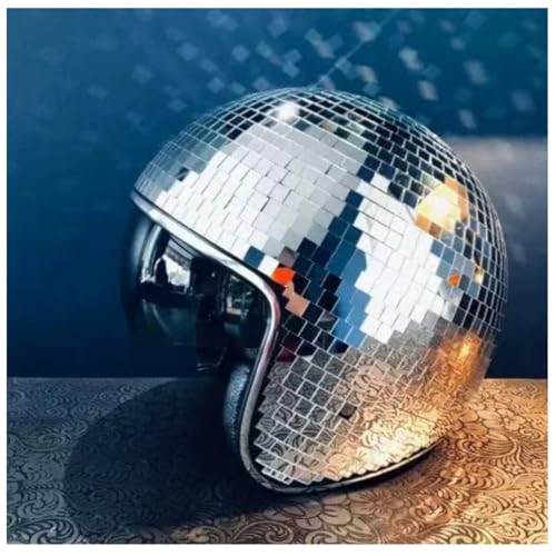 Disco Helm, Reflektierenden Design Disco Hat Mit Dem Glanz Von Glasfliesen Passen Discokugel Helm Hochzeiten,silver von Wizvox