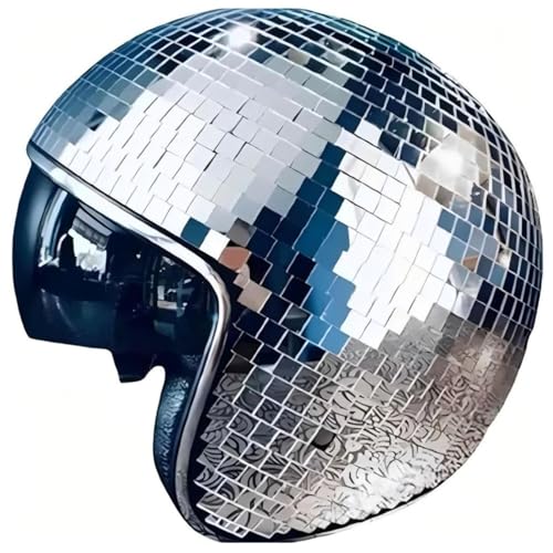 Disco Helm, Um Die Wilde Club Helmets Mit Dem Glanz Von Glasfliesen Passen Disco Helmets Hochzeiten,silver von Wizvox