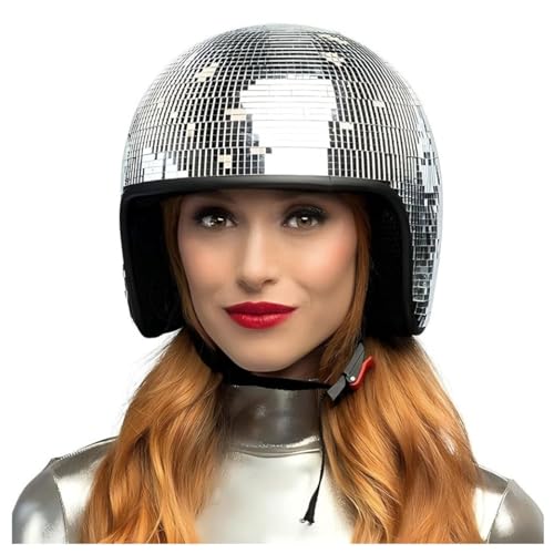 Discokugel Helm, Reflektierenden Design Discokugel Helm Einziehbares Sonnenschutzbrett Disco Hat Stage Bar Party,silver von Wizvox