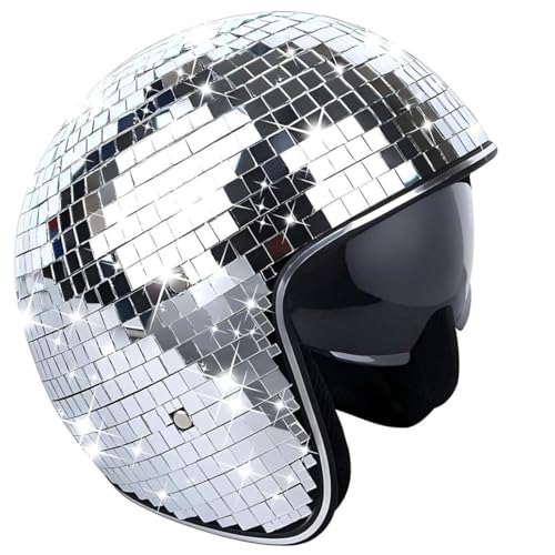 Helm Discokugel, Reflektierenden Design Disco Helmets Mit Dem Glanz Von Glasfliesen Passen Disco Hat DJ Club,silver von Wizvox