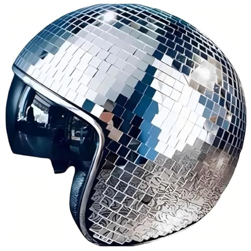 Helm Discokugel, Reflektierenden Design Discoball Helmet Mit Dem Glanz Von Glasfliesen Passen Disco Ball Hat Hochzeiten,silver Helm Discokugel, Reflektierenden Design Discoball Helmet Mit Dem Glanz Von Glasfliesen Passen Disco Ball Hat Hochzeiten,silver von Wizvox